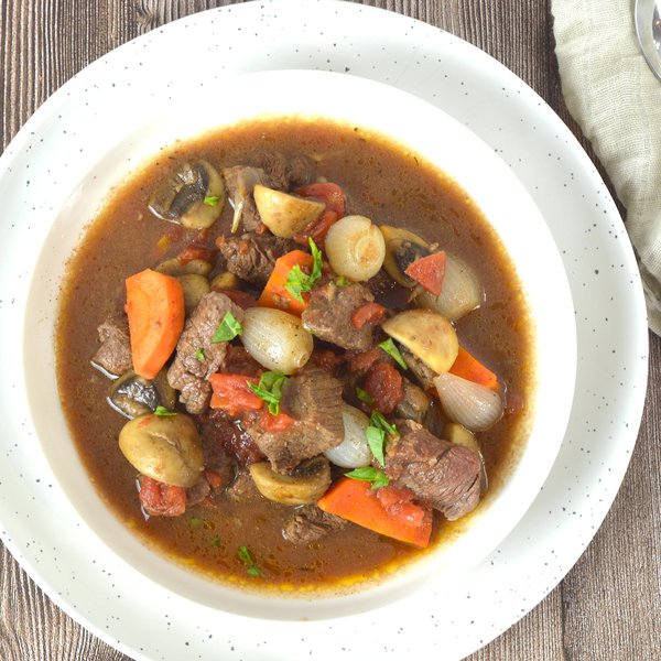 Express burgundy beef stew
