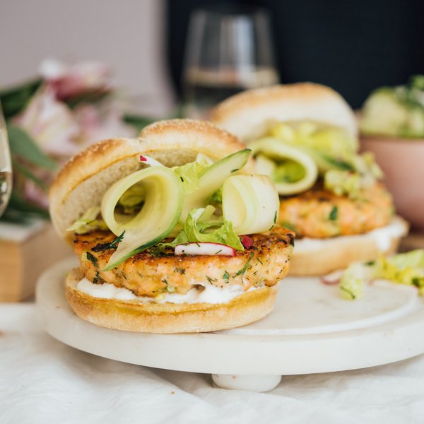 Salmon Burger and salad