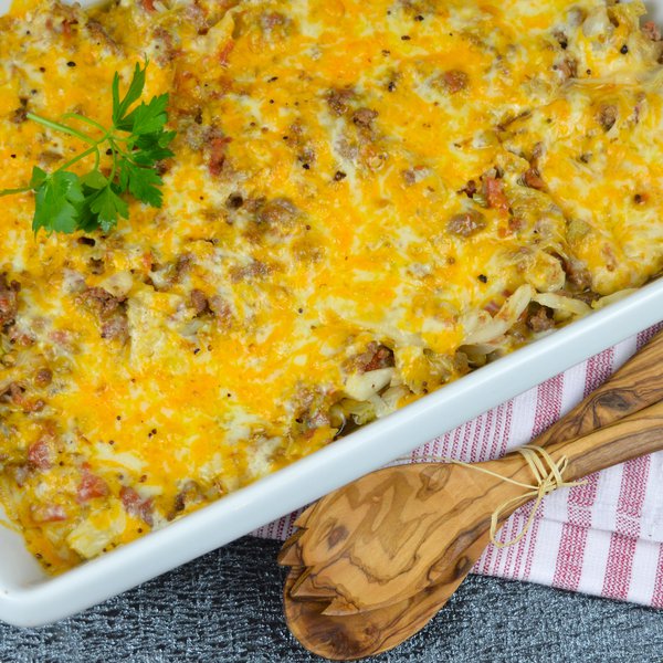 Deconstructed beef cabbage rolls au gratin