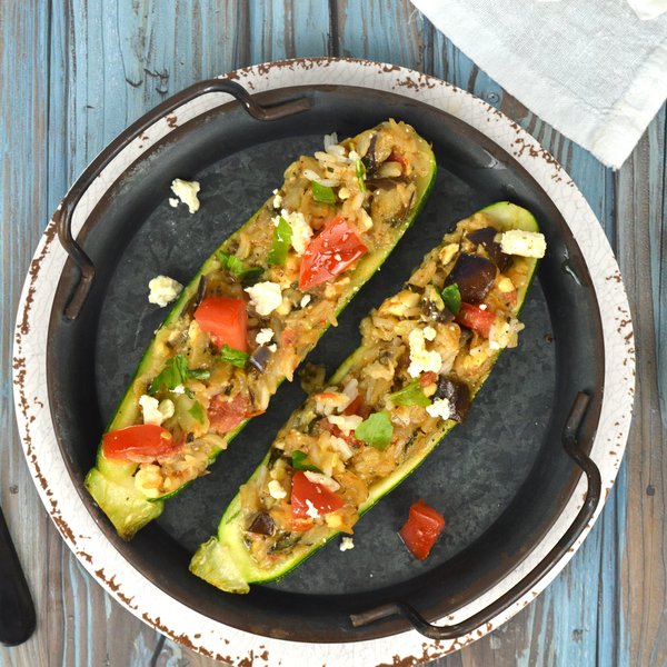 Courgettes farcies à la grecque