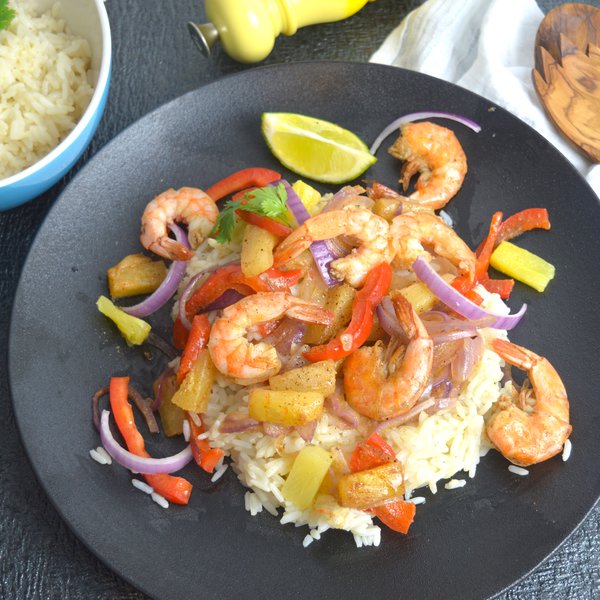 Sweet and sour shrimp with Jerk spices