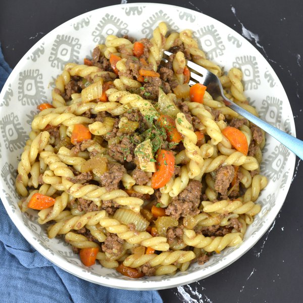 Kid's favorite Chinese beef fusilli