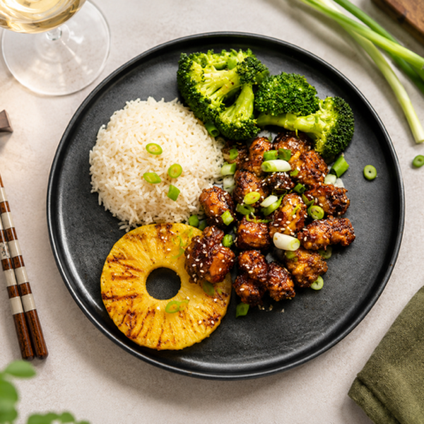 Popcorn chicken and grilled pineapple