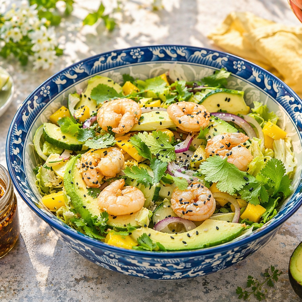 Salade estivale aux crevettes à l'asiatique
