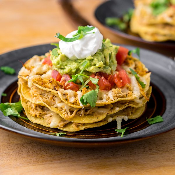 Tostadas de poulet avec fromage